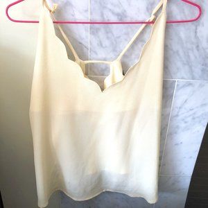 Yellow Scallop Trim Tank Top